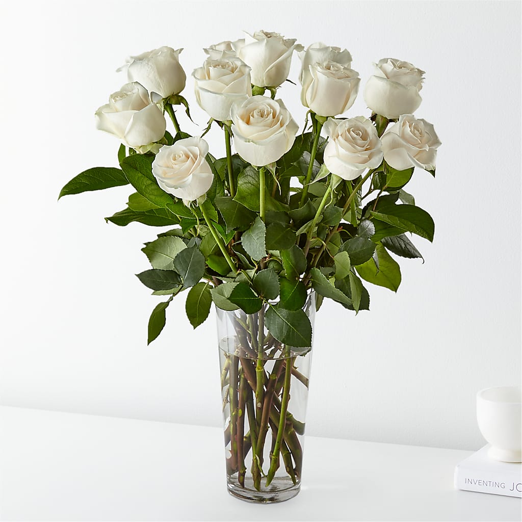 Long Stem White Rose Bouquet – BUDS CUT FLOWERS & MORE, Taos NM