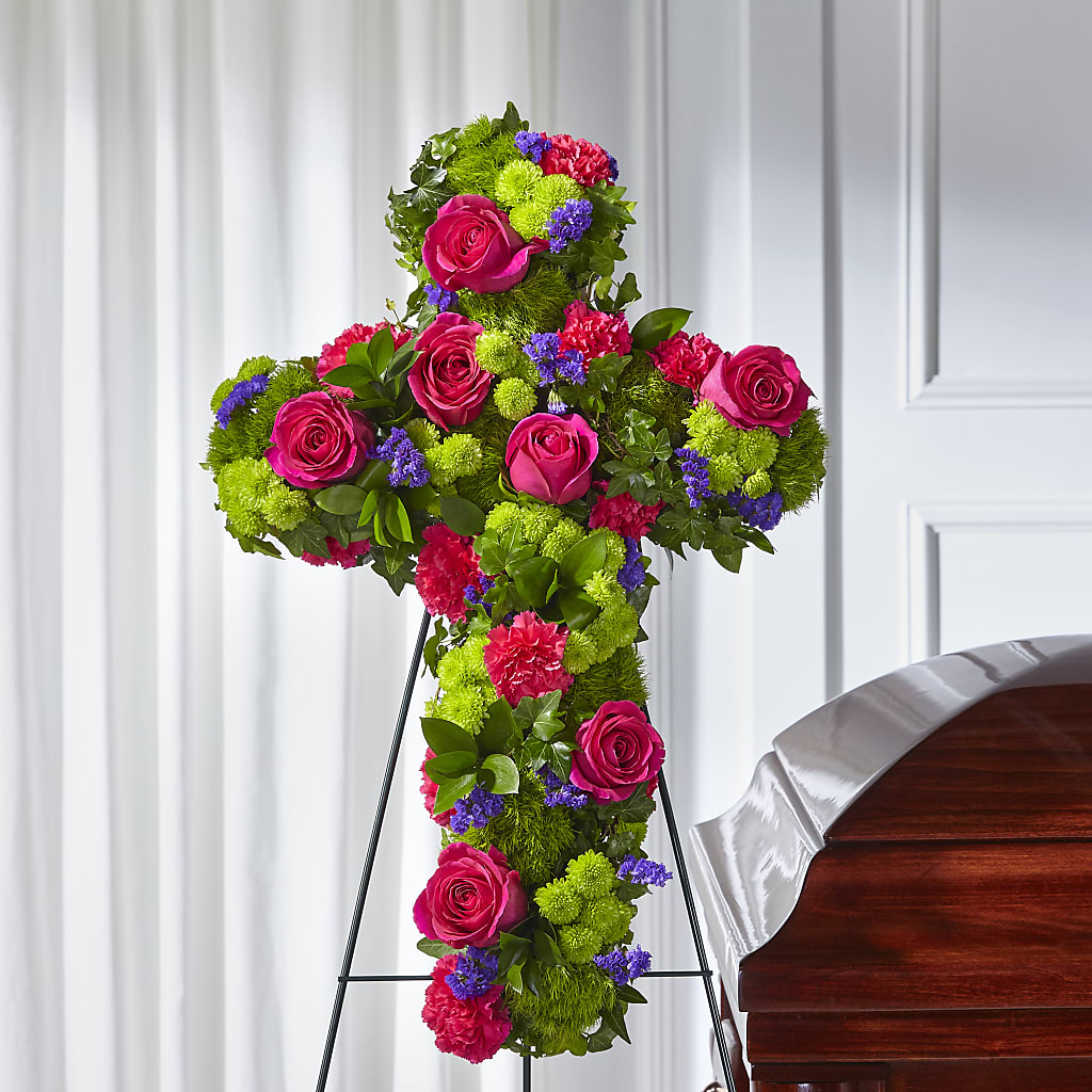 Tribute Rose Floral Cross – BUDS CUT FLOWERS & MORE, Taos NM