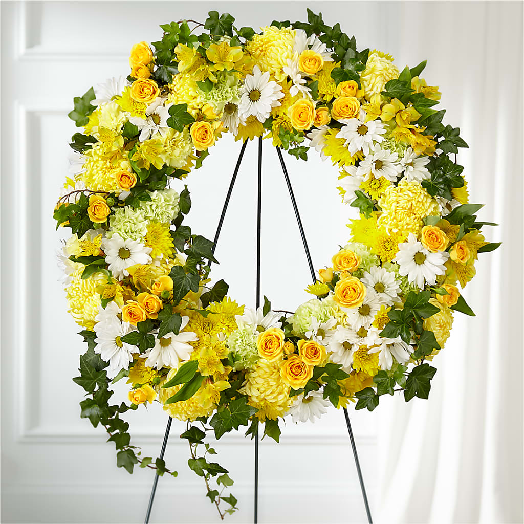 Golden Remembrance Wreath – BUDS CUT FLOWERS & MORE, Taos NM