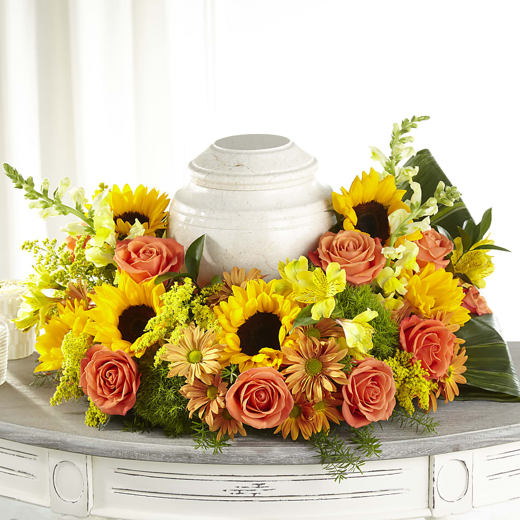 Faithful Sunflower Cremation Adornment – BUDS CUT FLOWERS & MORE, Taos NM