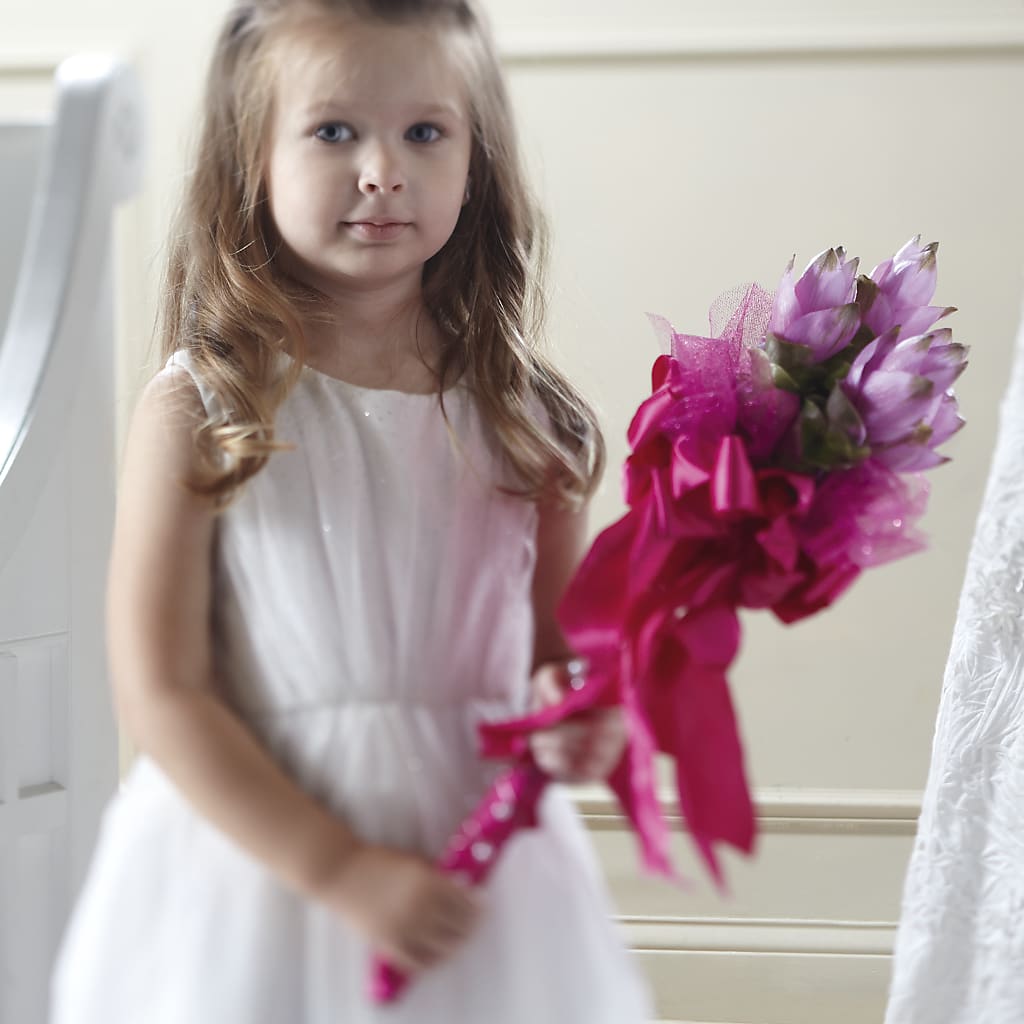 Sparkle Pink Flower Girl Bouquet – BUDS CUT FLOWERS & MORE, Taos NM