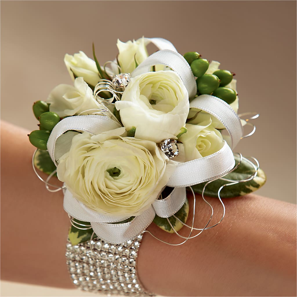 White Wedding Corsage – BUDS CUT FLOWERS & MORE, Taos NM