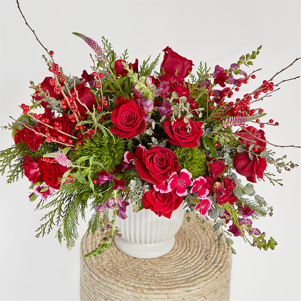 Big Red Bow Bouquet – BUDS CUT FLOWERS & MORE, Taos NM