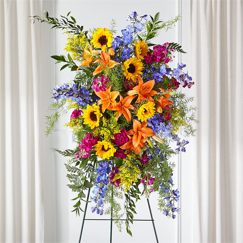 Sunlit Memories Standing Spray (Standard) – BUDS CUT FLOWERS & MORE, Taos NM