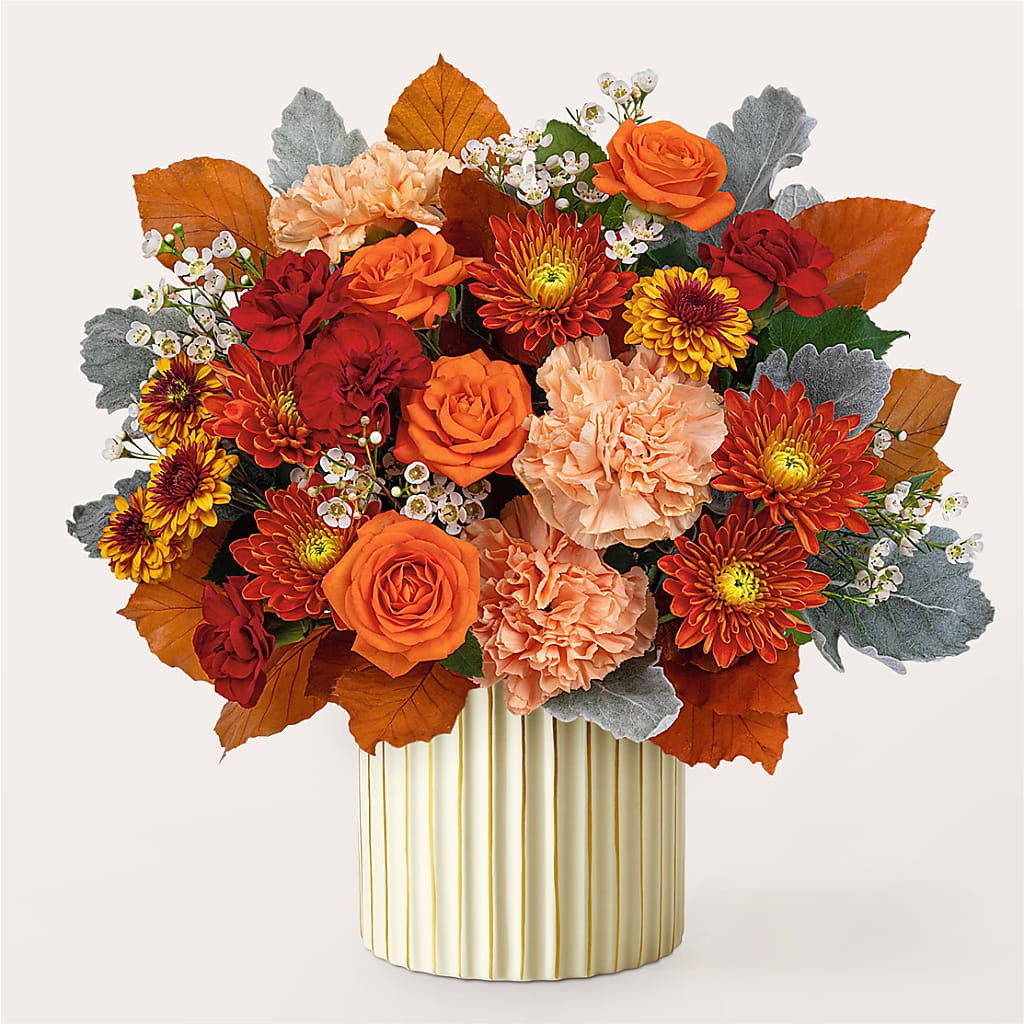 Merlot Bouquet with Ivory Vase – BUDS CUT FLOWERS & MORE, Taos NM